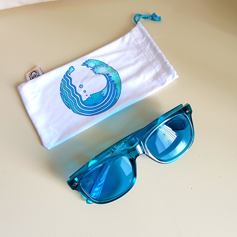 Color Therapy Rainbow OPTX Aqua Blue Translucent Frame Sunglasses Chakra Healing